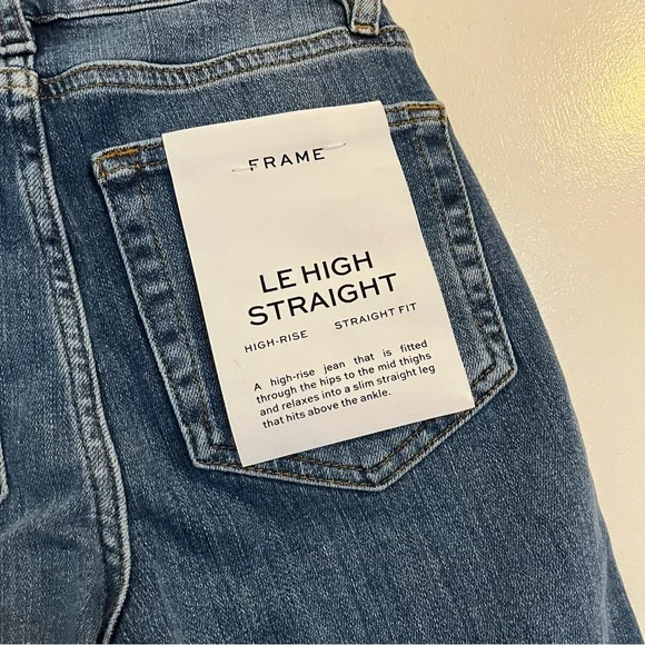 Frame Denim Le High Straight Women's 24 Distressed Blue Jeans NWT high rise - Picture 4 of 7